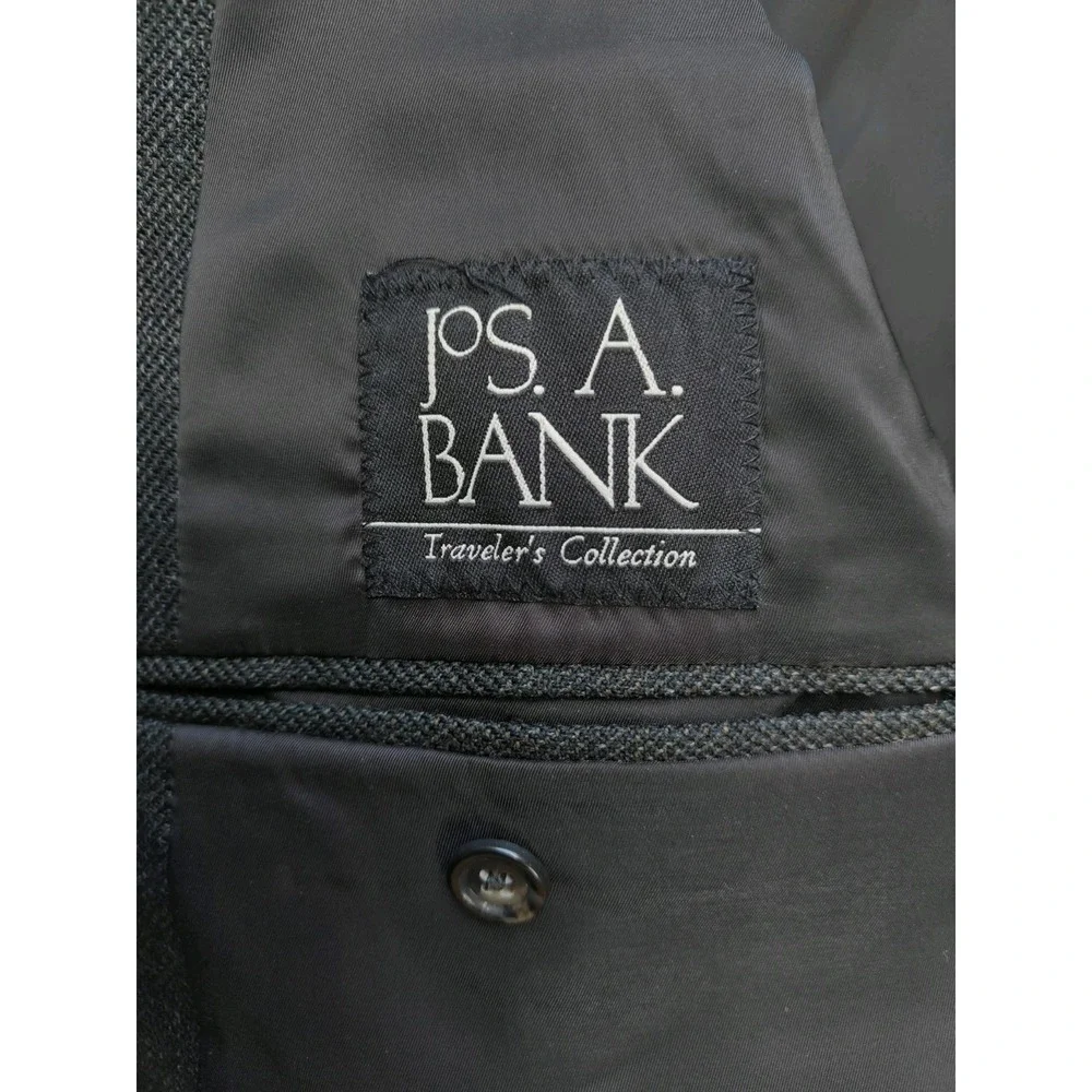 Jos A Bank Mens Wool Sport Coat 46L Dark Brown Traveler's Collection 2 Button